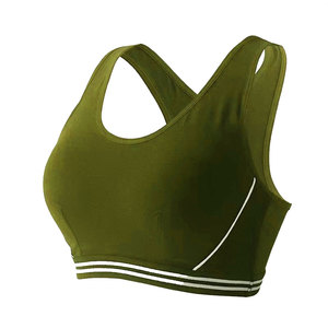 Soutien-gorge de sport bleu marine pour femme, design dos croisé, ourlet rayé, maintien moyen, pour yoga et activités sportives, couleur unie - Product Image 6