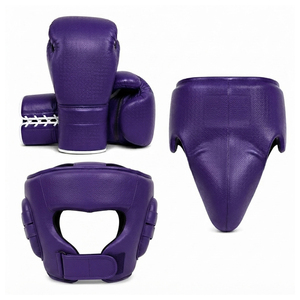 Servicio OEM ODM, Marca Privada, Conjuntos de Equipo de Boxeo de Color Morado Sólido con Diseño Texturizado, Estilo Rib Blanco, Buena Calidad, Nueva Llegada - Product Image 1