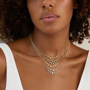 Emerald Round Cut Lab Grown Diamond Classic <b>Necklace</b> Mixed Shape 7 Stones Multi Cluster Cable Chain Custom 14K Gold Manufacturer - Product Image 2