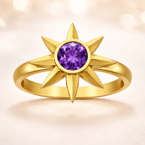 Amethyst CZ 925 Sterling Silver Sun Round <b>Stacking</b> Engagement <b>Ring</b> For Women Jewelry Gift - Product Image 3