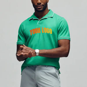 Precios al por mayor, camisetas polo para hombre 100% algodón, con logo impreso DTF personalizado, transpirables, antiarrugas, de secado rápido, estilo tejido, para verano - Product Image 2