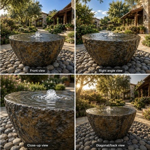 Fontaine en pierre de basalte naturel sur mesure avec un design moderne pour une utilisation en extérieur - Product Image 3