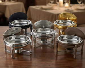 Set of 5 Customized Stainless Steel Buffet Catering Chafing Dish Collection Premium Banquet <b>Food</b> <b>Server</b> Majlis Arabic Design - Product Image 3