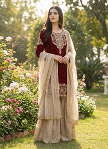 Elegante Conjunto de Kurti y Plazzo Bordado – Traje de Seda para Fiesta para Mujer - Product Image 4