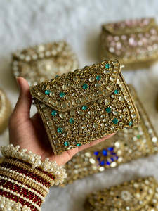 Luxury Fashion NEHA ENTERPRISES Multifunction Kundan <b>Crystal</b> Stone Mosaic Handmade <b>Mirror</b> Bridal Wedding Party Evening Clutch - Product Image 1