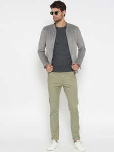 <b>Men's</b> Gray <b>Suede</b> Zipper <b>Jacket</b> Turn-down Collar Casual Autumn Wear Regular Fit Solid Color Slim Style - Product Image 4