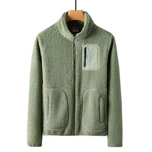 Veste en polaire noire pour homme, col montant, fermeture éclair, coupe-vent, vêtements d'hiver décontractés, coupe régulière, polyester, doublure en sherpa - Product Image 4