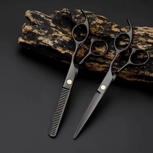 Ensemble de ciseaux de coiffure professionnels avec peignes, brosse, cape et étui, en acier inoxydable 440C, pour droitiers, manche long, pointe acérée - Product Image 6