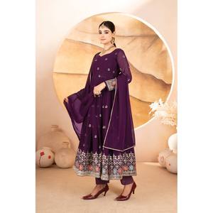 Treize D femmes violet paillettes et multi-fils broderie taille S robe parfaite fête porter ensemble - Product Image 4