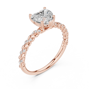 Anillo de Diamante Moissanite con Corte Corazón para Mujer, Chapado en Oro Rosa sobre Plata de Ley, Diseño de Cuerda Trenzada, Anillo de Compromiso para Ella - Product Image 4
