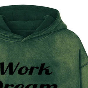 Sudadera con Capucha Unisex Oversize de Algodón French Terry Casual para Otoño con Bolsillo, Diseño 'Work Dream Never' 2026 - Product Image 5