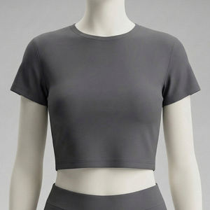 Ensemble 2 pièces personnalisé pour femme, col montant, haut court, pantalon long, tenue de sport décontractée, grande taille pour l'hiver, 100% coton uni - Product Image 6