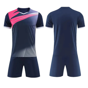 Ensemble uniforme de tennis de table personnalisé respirant 100 % polyester, t-shirt sport col en V et short noir, tenue d'équipe, vêtements de sport - Product Image 6