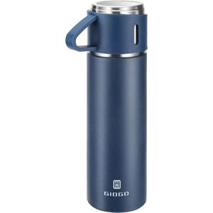 Borraccia Termica Blu da 500ml/16.9oz in Acciaio Inossidabile, Isolamento Sottovuoto, per Caffè o Acqua, Bevande Calde o Fredde, Misura Singola - Product Image 1