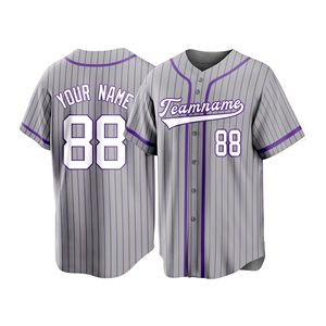 Paquete de Uniformes de Béisbol, Jersey Deportivo de Moda, Malla de Poliéster, Diseño de Rayas Finas, Logotipo Personalizado, Textura Suave, Sublimación - Product Image 6