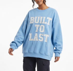 Sudaderas Holgadas de Felpa con Bordado Desgastado para Mujer, Casuales, 100% Poliéster, Estilo Urbano, Hombros Caídos - Product Image 4