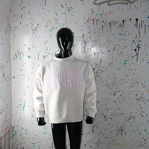 MatoAKA <b>Mock</b> <b>Neck</b> Ash Grey White color applique oversized 100% cotton heavy weight trendy Sweatshirt for women Finer Threads - Product Image 2