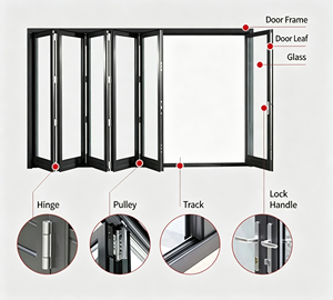 <span class=keywords><strong>Porte</strong></span> <span class=keywords><strong>pliante</strong></span> en cristal transparent coulissant en matériau polymère pliable, portes pliantes en <span class=keywords><strong>pvc</strong></span> en accordéon - Product Image 6