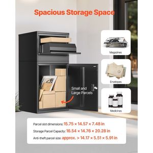 Cassette di Sicurezza Antifurto in Acciaio Zincato per Consegna Pacchi, 38,6 Pollici, Cassetta Postale con Serratura, Armadietti per Deposito Esterno, Nuovo Design - Product Image 4