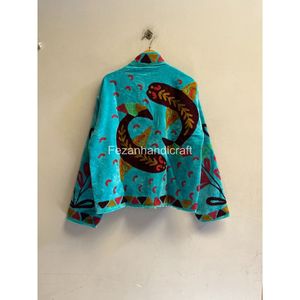 Chaqueta de algodón bordada con cuello mandarín estilo bohemio hecho a mano con estampado de peces, ropa de mujer para la temporada de primavera - Product Image 5