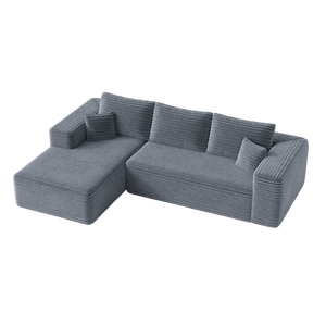 Divano Sezionale Convertibile Moderno a 3 Posti in Corduroy con Chaise Longue, Seduta Profonda in Schiuma e Rivestimento a Righe Larghe - Product Image 2