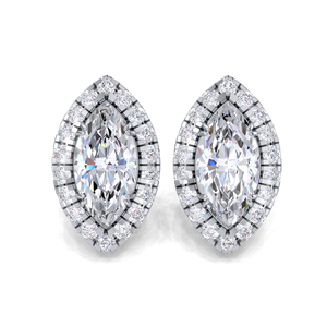 IGI Certified Lab Grown Diamond Marquise Cut Halo Stud <b>Earrings</b> 9KT <b>Gold</b> Vintage Halo Diamond Studs - Product Image 4