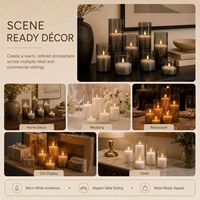 Juego de Velas LED de Cristal sin Llama, con Certificación CE/RoHS/FCC/Prop 65, Varios Tamaños, Llama 3D, Velas a Pilas para Decoración del Hogar y Bodas, Venta al Por Mayor