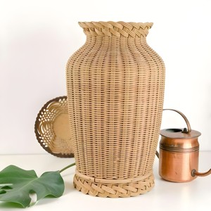 Grands vases dorés pour centres de table de mariage, vase décoratif en rotin tressé, prix le plus bas en vente - Product Image 6