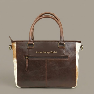 Mini Bolso Tote de Cuero Genuino con Pelo |   Bolso de mano con estampado de piel de vaca y correa cruzada |   Bolso Tote Compacto, Duradero y Elegante de Diseño - Product Image 3