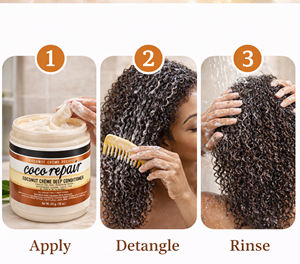 Acondicionador Profundo Reparador de Coco y Crema Nutritiva para Cabello Dañado, Texturas Rizadas 2c-4c, Fabricación ODM OEM, Marca Privada - Product Image 2
