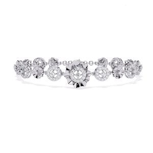 <b>Flower</b> Shape Diamond <b>Bracelet</b> Women's 925 Silver Rhodium Plated Luxury Chain Link Wedding Jewelry - Product Image 1