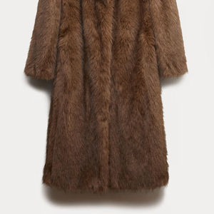 Vestes pour femmes de haute qualité, dernières tendances, en vente en gros, manteau long en peau de mouton avec col en fourrure de renard, vêtements d'extérieur en cuir tendance pour l'hiver - Product Image 5