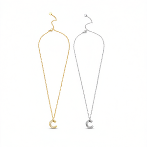 Collana con Ciondolo a Forma di Lettera C in Acciaio Inossidabile, 6mm, Minimalista, per Uso Quotidiano, Unisex - Product Image 2