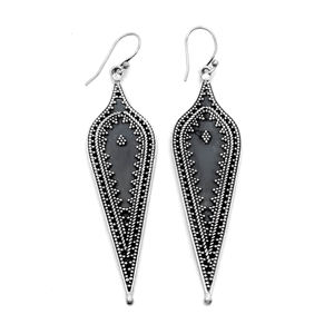 Pendientes Largos de Plata de Ley 925 con Baño de Rodio, Oxidados, Hechos a Mano, Estilo Tribal Bohemio Vintage, Regalo para Mujer - Product Image 2