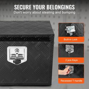 24\" X 17\" X 18\" Underbody Truck <b>Box</b> Heavy Duty Aluminum Diamond Plate Tool <b>Box</b> <b>Lock</b> Keys Pickup Storage Waterpr Resistant - Product Image 6