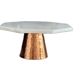 ที่วางเค้กหินอ่อนสวยงามอุปกรณ์ตกแต่งเค้กฐานสีโรสโกลด์แท่นวางเค้กโลหะสำหรับงานแต่งงาน - Product Image 1