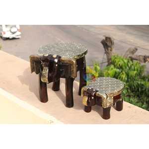 Taburete de elefante de madera tallado a mano, escultura elegante, pieza de arte - Product Image 5