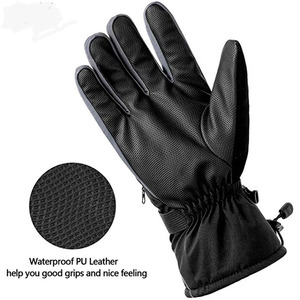 Gants de ski d'hiver à thème ski, coupe-vent, compatibles écrans tactiles, avec doublure polaire épaisse, unisexes - Product Image 3
