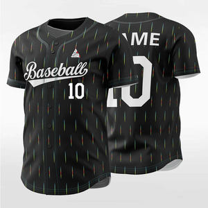 Maillot de baseball noir à rayures abstraites 2025 avec accents multicolores, design boutonné, nom et numéro personnalisables, style professionnel pour équipe - Product Image 4