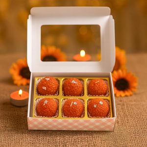 Arya Digital Ladoo Inspired Orange Handmade Eco-Friendly Natural Soy Wax Waterproof Candelabra for Festival Wedding Home - Product Image 2