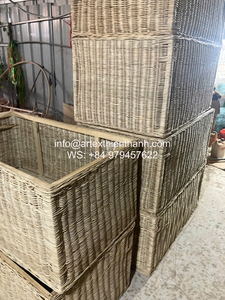 Braided Natural Rattan Chest <b>with</b> Lift-top Lid Coastal Boho Style Rattan <b>Storage</b> Trunk <b>Bench</b> for Bedroom Entryway or Living Room - Product Image 4