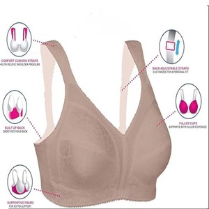 Soutien-gorge de sport sans couture pour femme grande taille, col en V, avec logo frontal, maintien élevé, bretelles réglables, beige, pour la course - Product Image 5