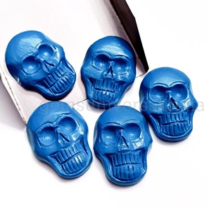 Pierre précieuse sculptée à la main en forme de crâne bleu turquoise AAA, 30 mm, cristal, pierre brute pour la fabrication de bijoux, prix de gros, fournitures en vrac - Product Image 6