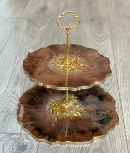 <b>Cake</b> Stand Resin <b>Cake</b> Stand Gold Brown Three <b>Tier</b> <b>Cake</b> Stand high - Product Image 1