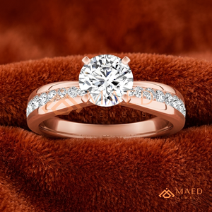 Round Cut Moissanite Solitaire Ring Rose Gold Engagement Ring Women Bridal Jewelry Anniversary <b>Gift</b> Fashion Style Elegant Design - Product Image 1