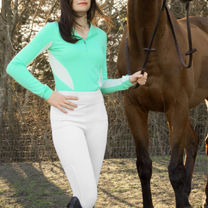 Camisetas de equitación para mujer con logo personalizado, capa base transpirable que absorbe el sudor, tops de equitación transpirables, ropa de entrenamiento de verano - Product Image 4