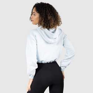 เสื้อฮู้ดครอปผู้หญิงทรงสลิมฟิต ผ้าริบยืดหยุ่น พิมพ์ลายโลโก้แบบกำหนดเองคุณภาพสูง พร้อมงานปัก - Product Image 3