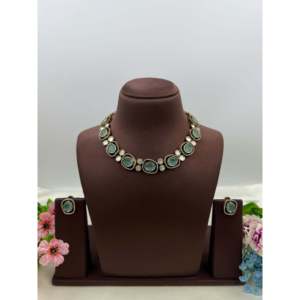 <b>Indian</b> Ethnic Nyra Premium Victorian Gold-Plated Steel Bridal Necklace & Earring Set - Product Image 5
