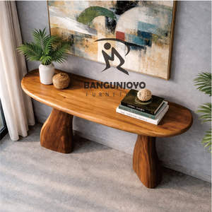 Table console en bois massif SUAR WOOD de haute qualité, rangement durable, montage facile, design moderne, garantie pour le salon - Product Image 3