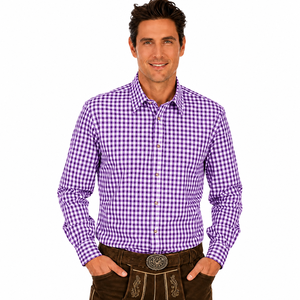 Chemise habillée bavaroise pour homme, tricotée unie, infroissable, séchage rapide, respirante, écologique, boutons en corne, col montant, formelle d'été - Product Image 1